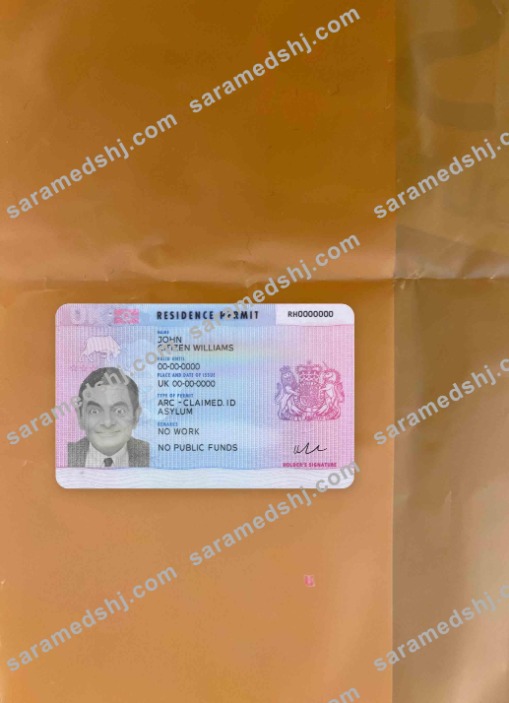United Kingdom residence permit version 2 photolook FRONT